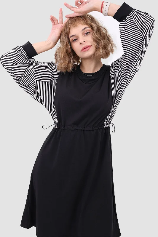 Full-Body Long Sleeves DressDrawstring Waist Long Sleeve Dress