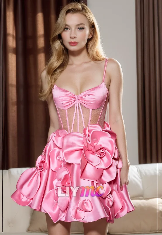 clubwear party dressesSweetheart Straps Sheer Floral Embellished A-Line Short Homecoming Dress