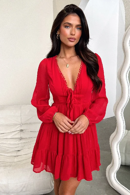 Funky Fashion Long Sleeves DressLexie Long Sleeve Dress - Red