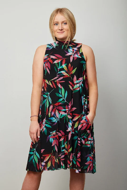 Sleeveless Dress With Geometric PrintsJoseph Ribkoff Sleeveless, Multi-Coloured, A-line Dress