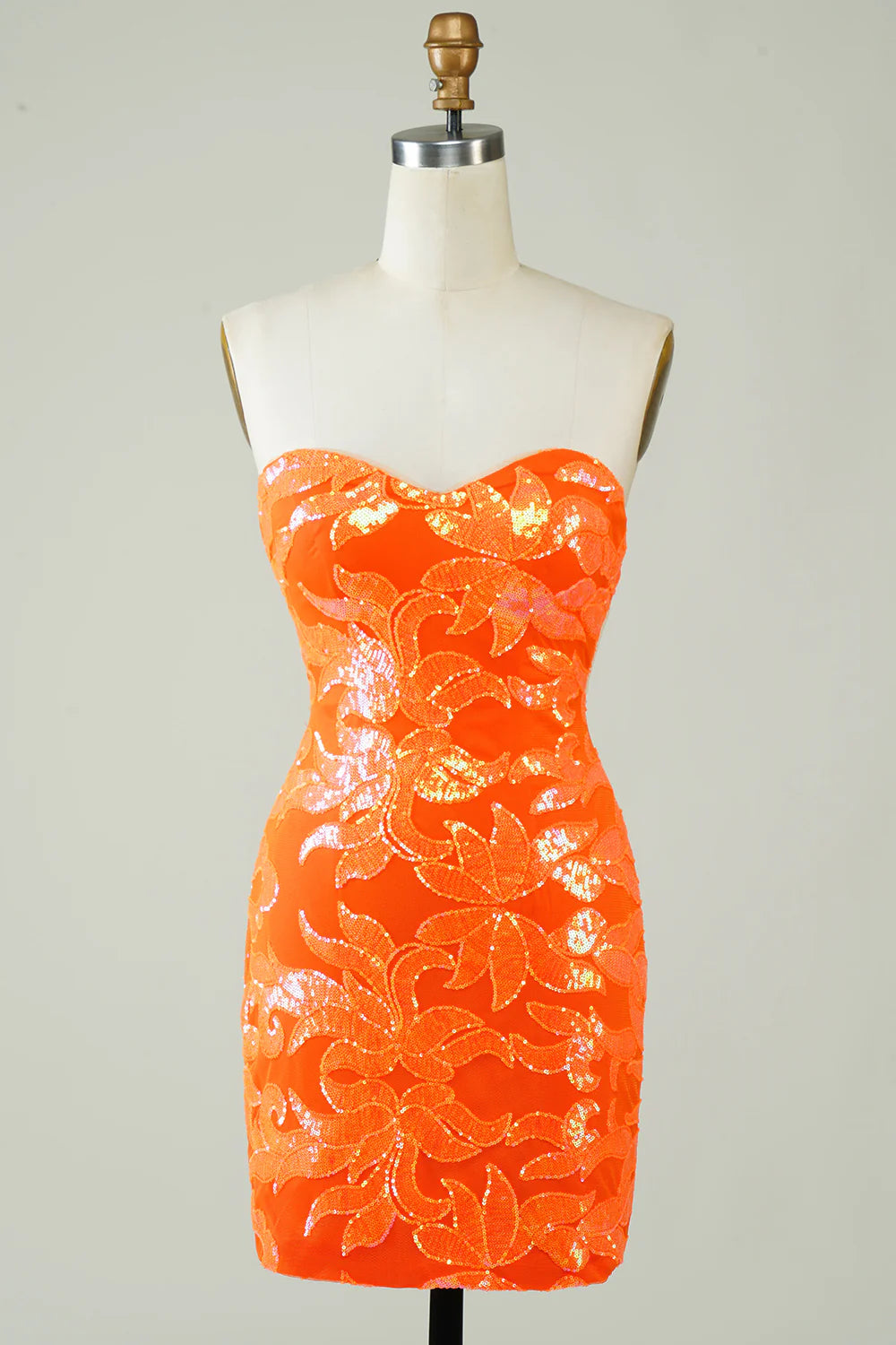 maxi party dressesStrapless Orange Tight Homecoming Dress With Lace Up Back