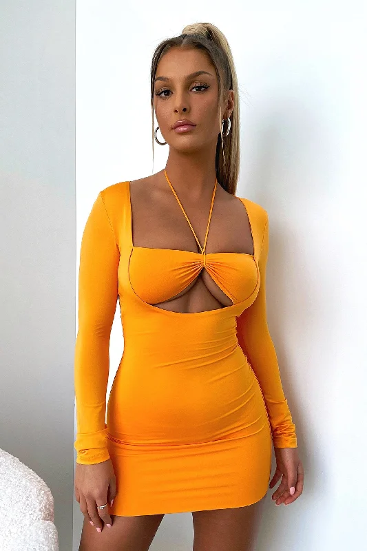 Full Coverage Long Sleeves DressTaurus Long Sleeve Dress - Orange