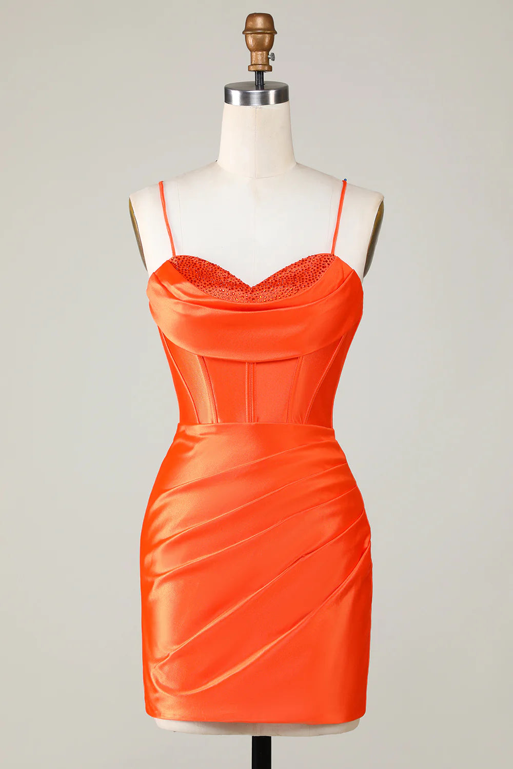 long party dressesTight Orange Beaded Corset Short Homecoming Dress